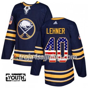 Buffalo Sabres tröja Robin Lehner 40 Adidas 2017-2018 Marinblå USA Flag Fashion Authentic - NHL Tröjor Barn